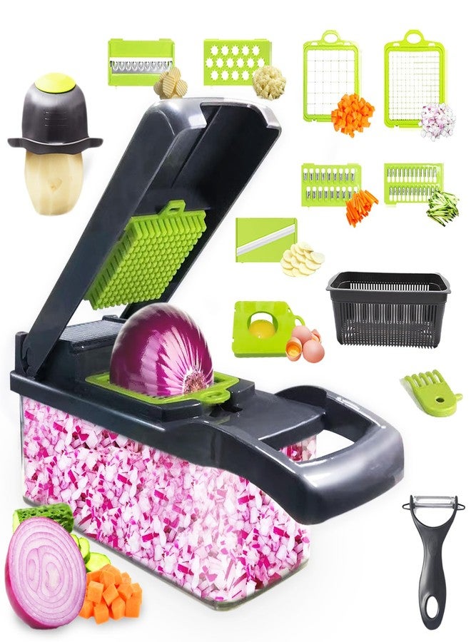Auzeuner Multifunctional Veggie Chopper - 14 in 1 Food Chopper With 8 Blades, Slicer, Dicer, Cutter for Vegetables, Onions, and More - Hand Guard Included - Image 1